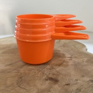 Vintage Tupperware Orange Measuring Cups Set‎ of 4 Nesting 765-762 (FLAWS)